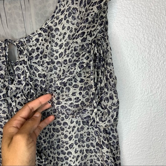 Sundance Silk Cheetah Print Ruffle Midi Dress Size Medium - Picture 3 of 8